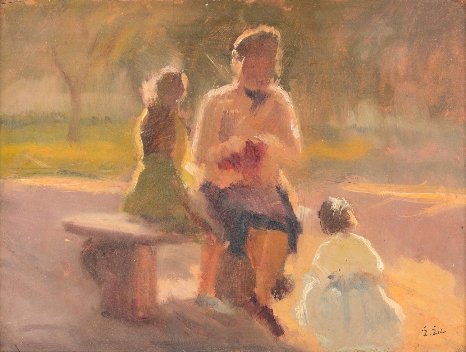 Children in the Park , At the Beach , The Park Bench and Reading the Newspaper (four works)