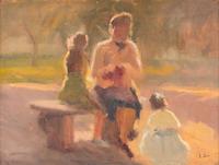 Children in the Park , At the Beach , The Park Bench and Reading the Newspaper (four works)