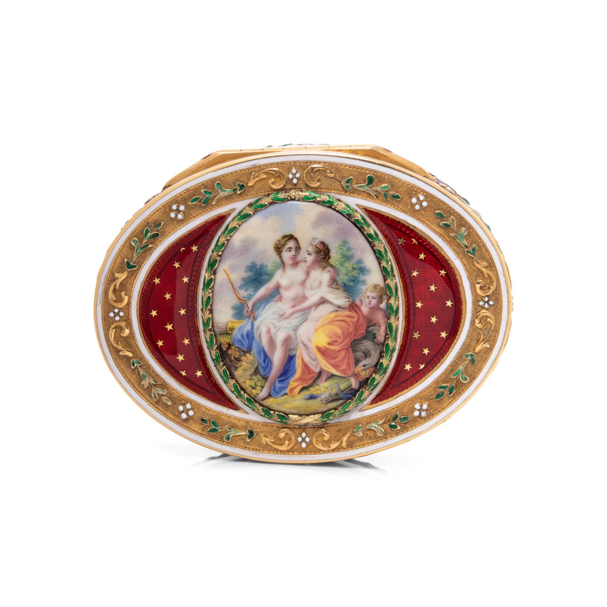 A Louis XVI Gold and Enameled Snuff Box