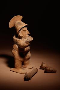 A Nayarit Terracotta Warrior Figure, with Associated Head and Foot