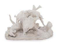 A Sèvres Bisque Porcelain La Chasse au Sanglier Figural Group