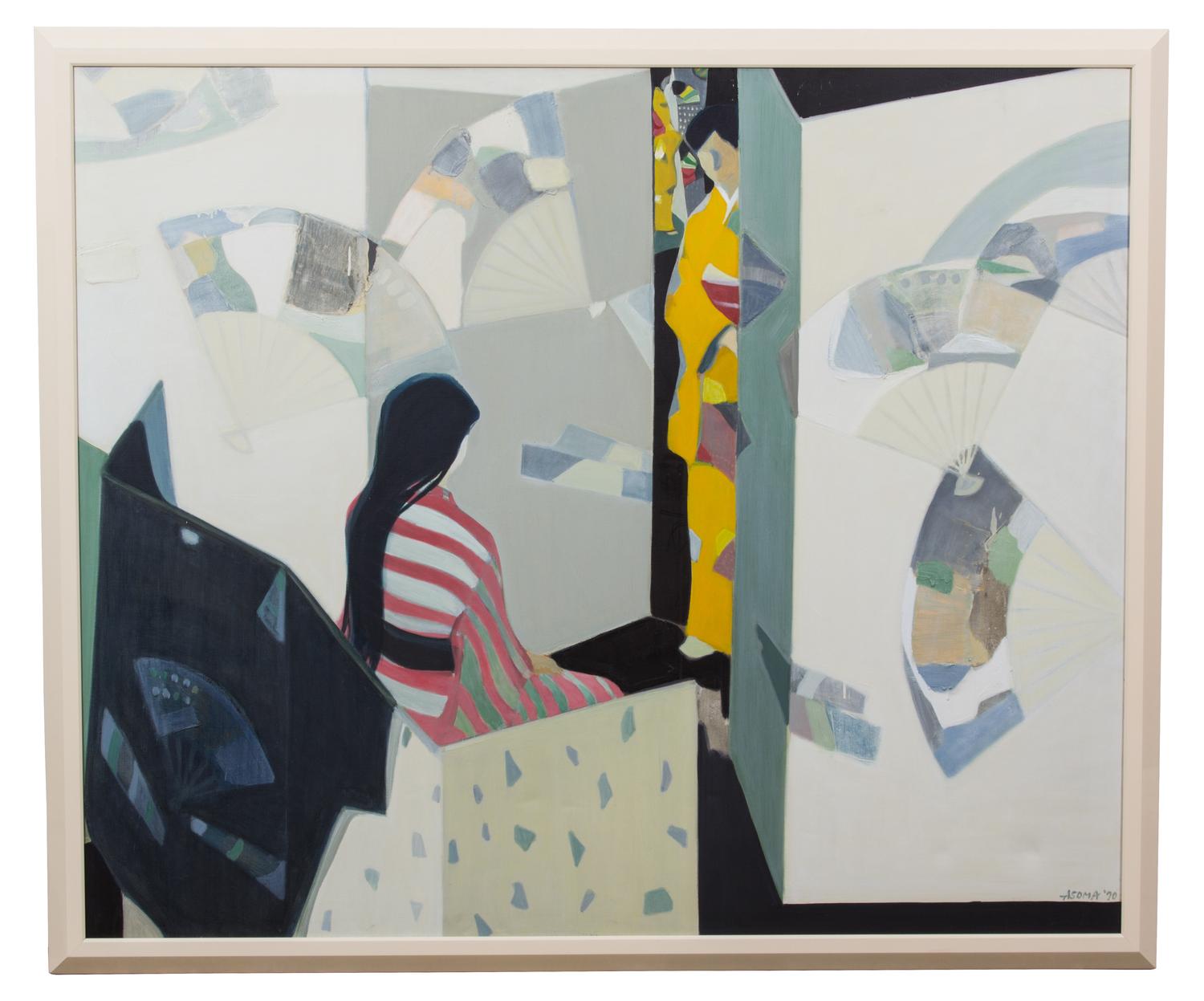 Tadashi Asoma, (Japanese/American, b. 1923), Stylized Woman in Interior, 1970