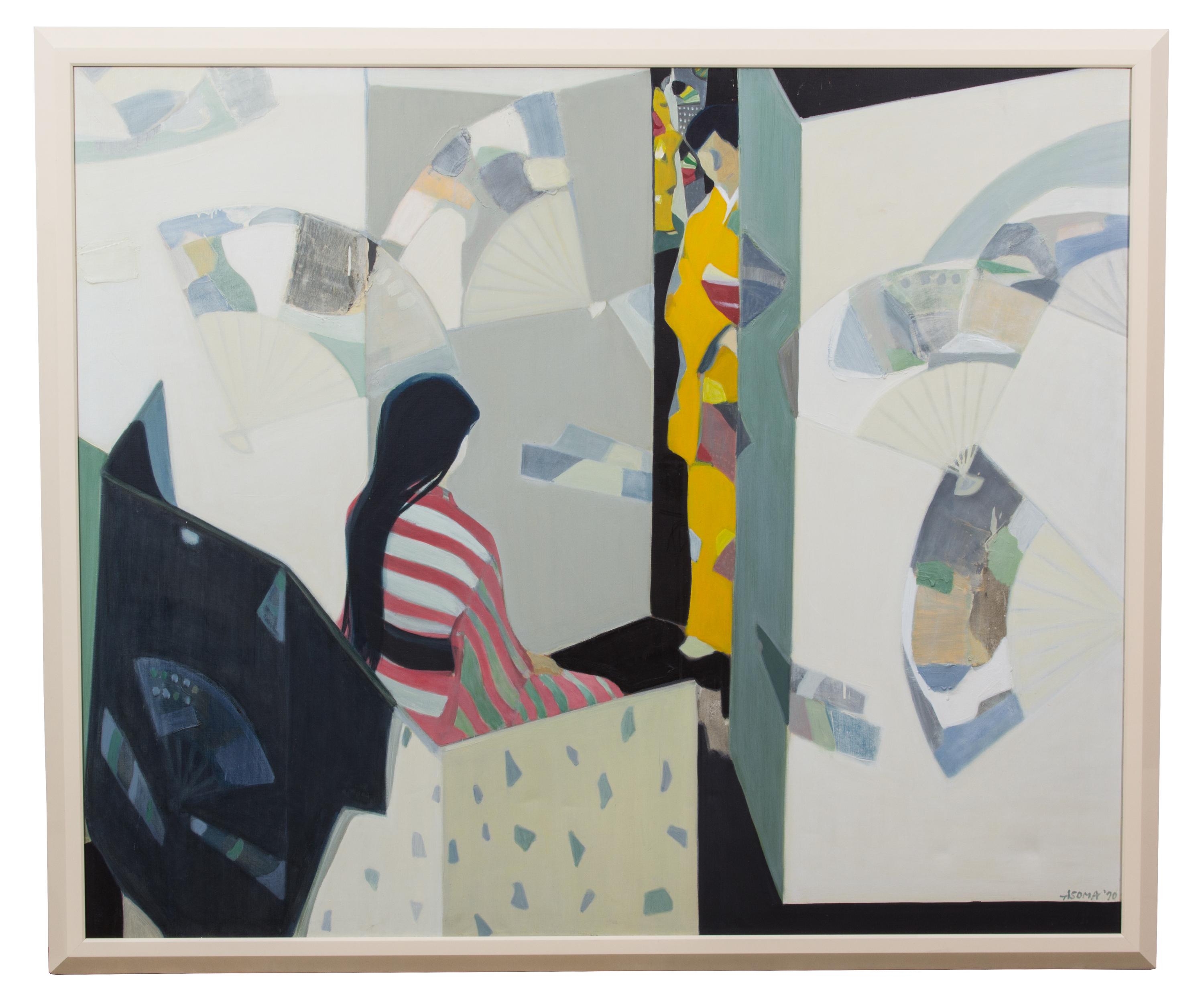 Tadashi Asoma, (Japanese/American, b. 1923), Stylized Woman in Interior, 1970