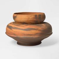 George Ohr (American, 1857-1918) Squat Marbled Bisque Vase, Biloxi, Mississippi, USA, circa 1898-1910