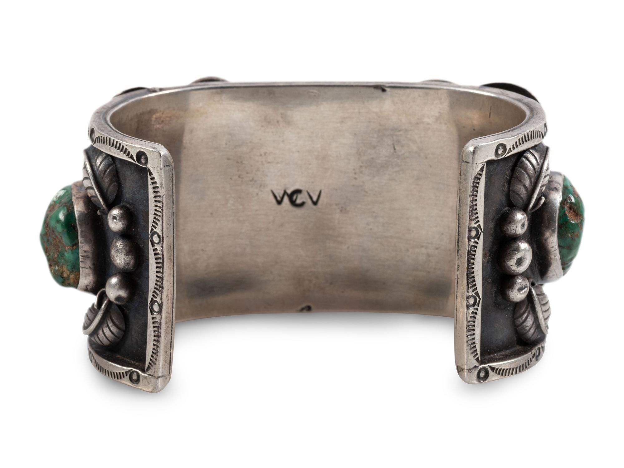 Navajo Large Men's Silver and Turquoise Cuff Bracelet