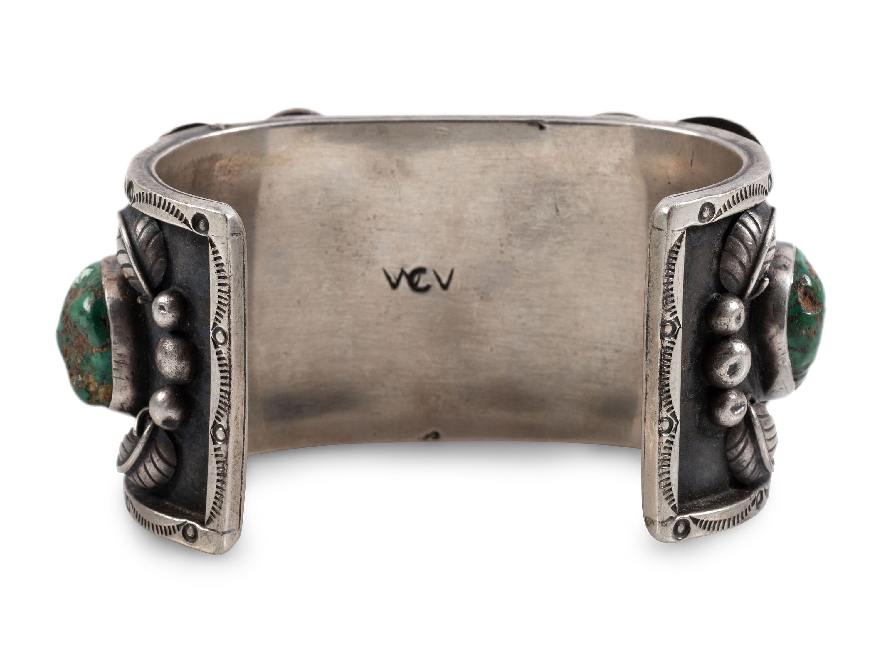 Navajo Large Men's Silver and Turquoise Cuff Bracelet