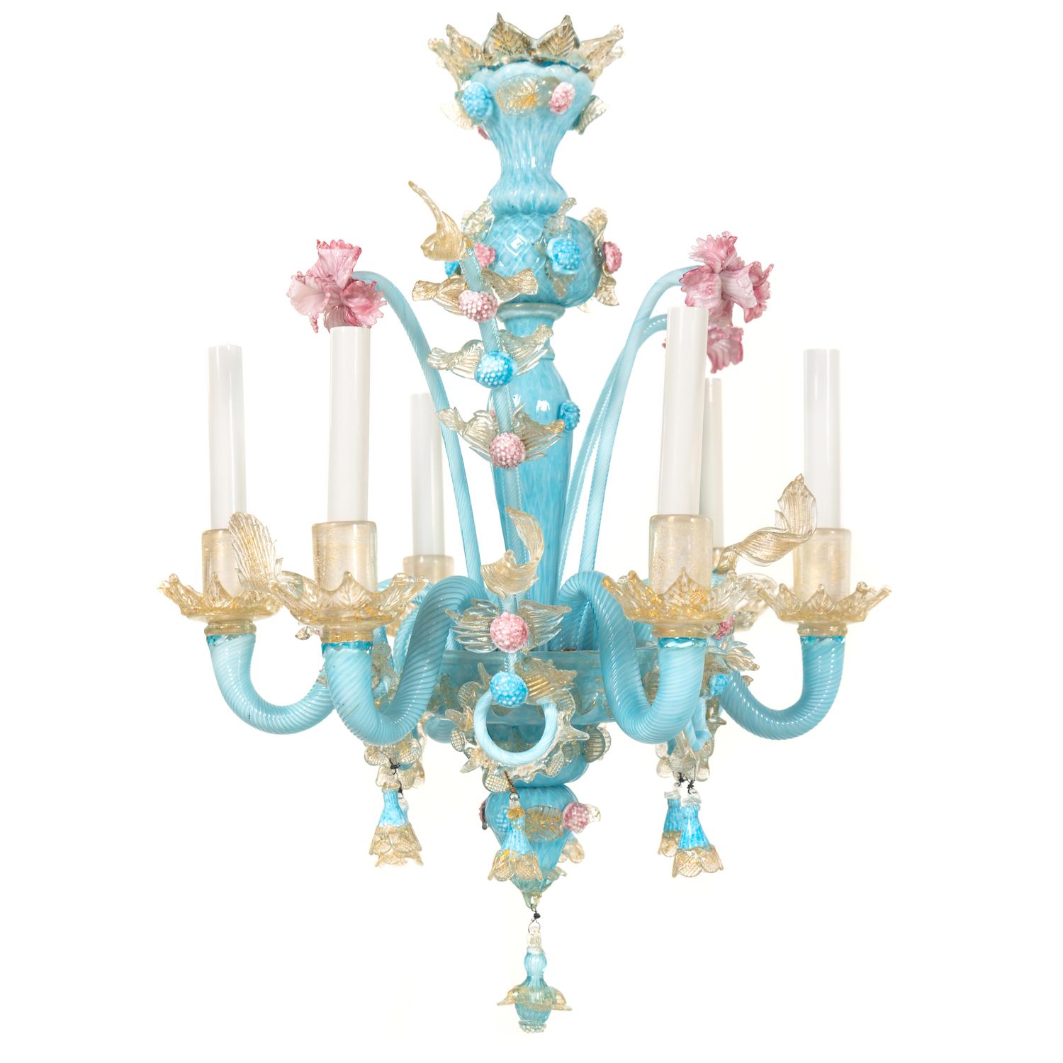 A Murano Glass Six-Light Chandelier
