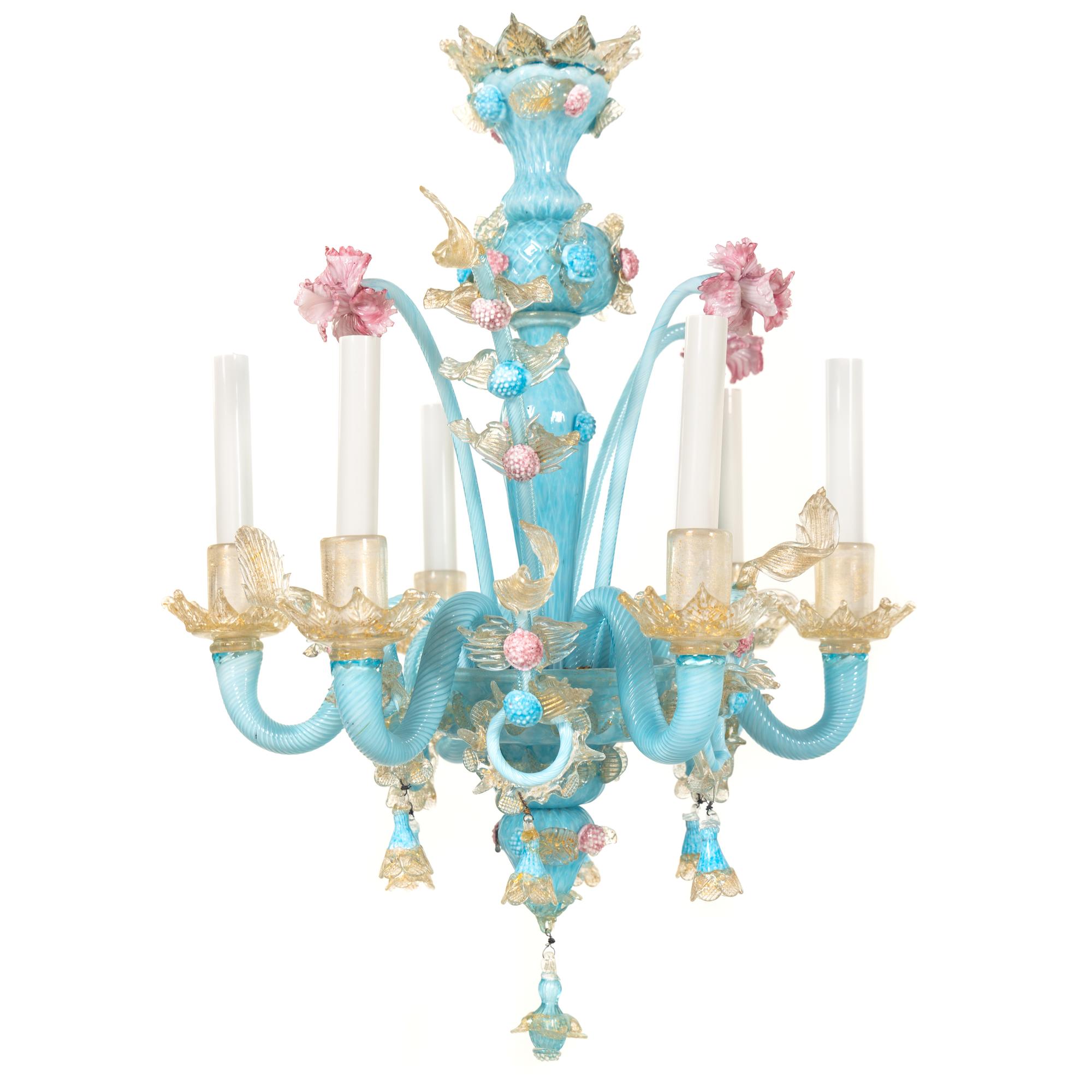 A Murano Glass Six-Light Chandelier