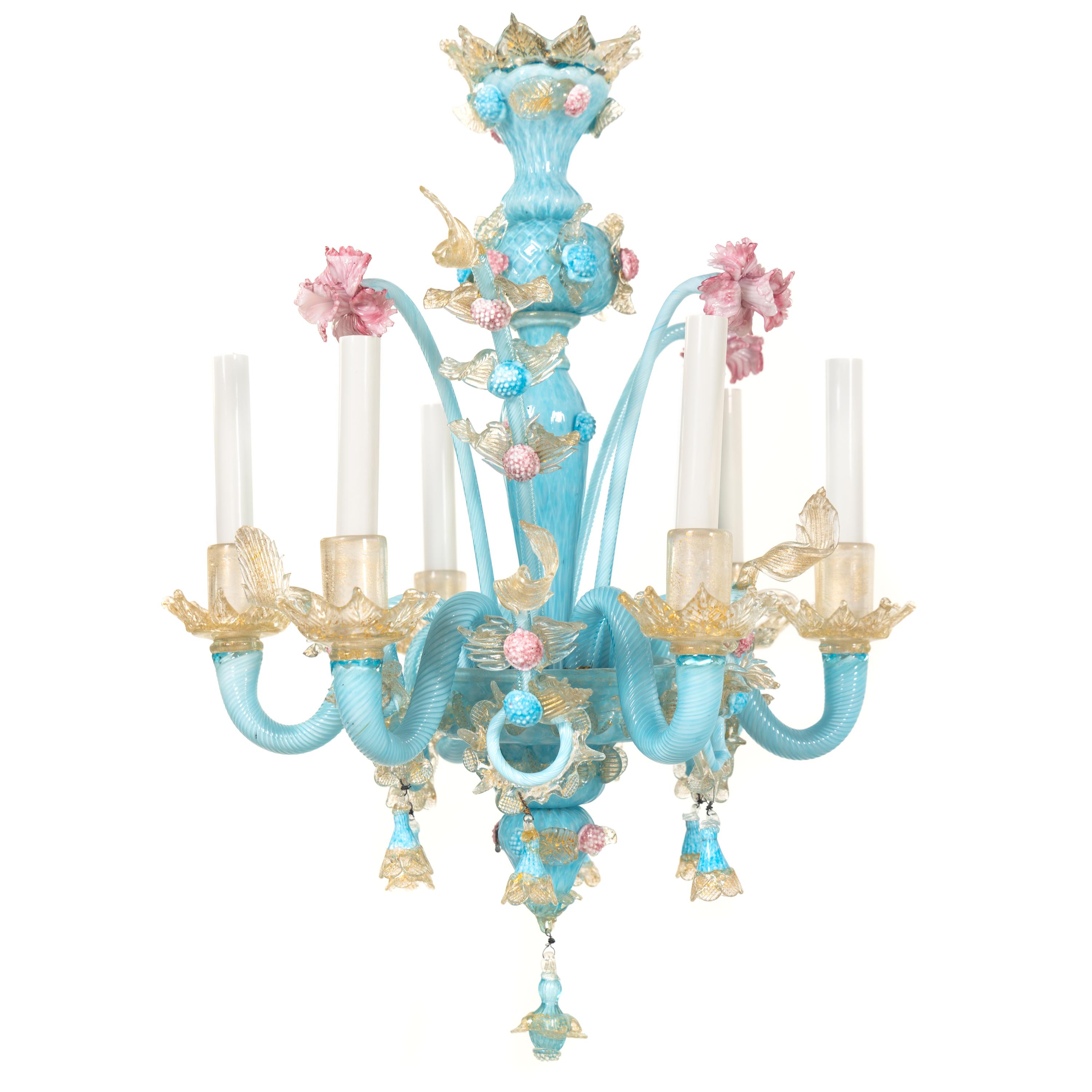 A Murano Glass Six-Light Chandelier