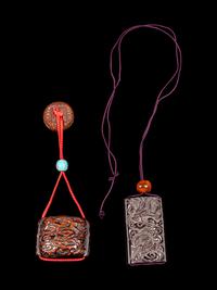 Two Carved Wood Inros