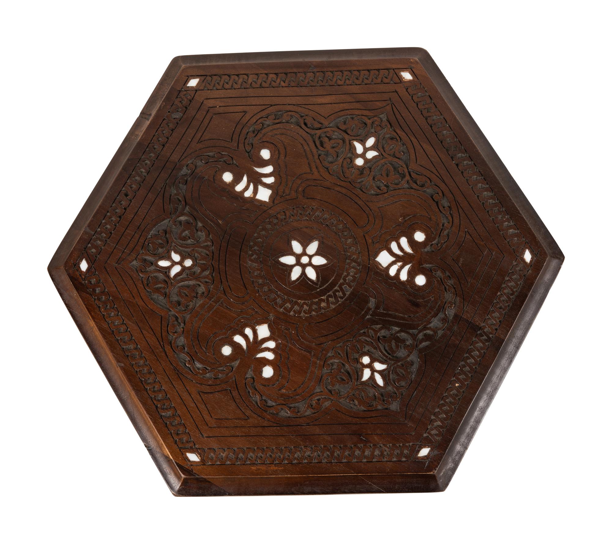 A Syrian Mother-of-Pearl Inlaid Walnut Side Table