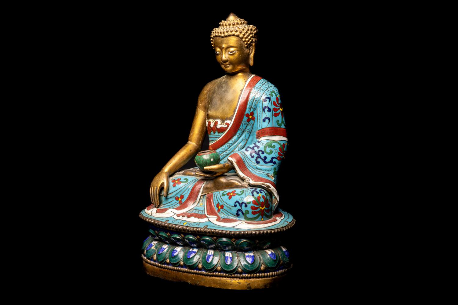 A Chinese Cloisonne Enamel Figure of Buddha