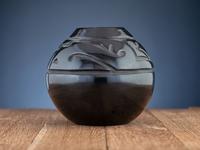 Carved Blackware Pottery Jar