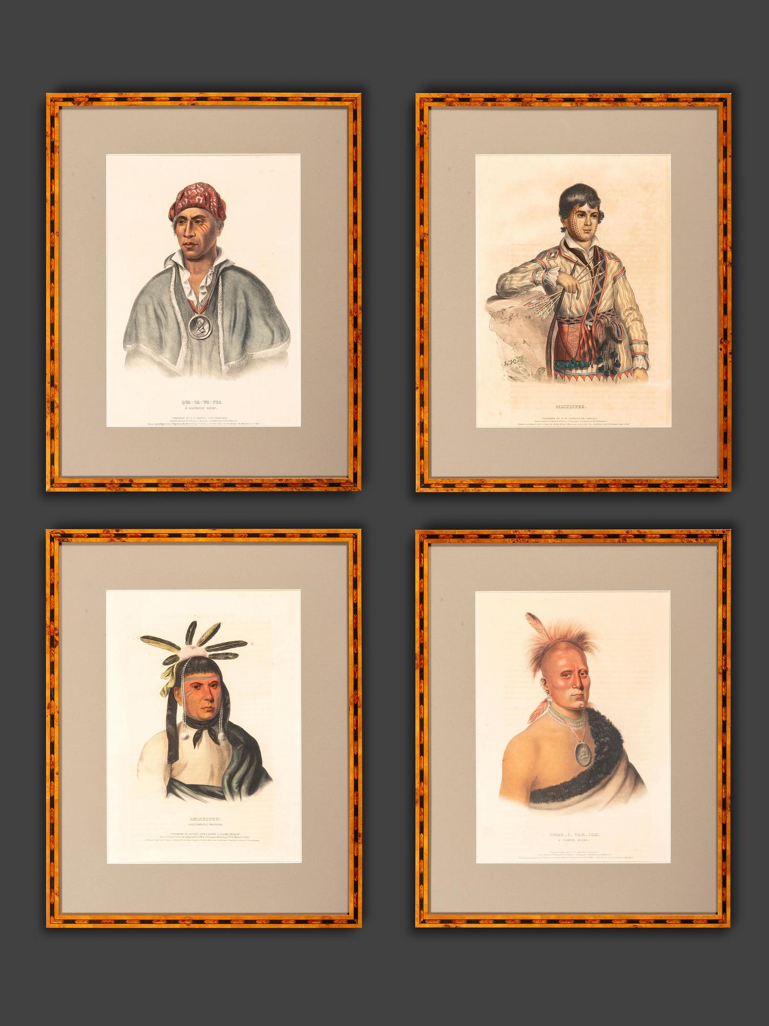 Four Hand-Colored Lithographs by McKenney and Hall