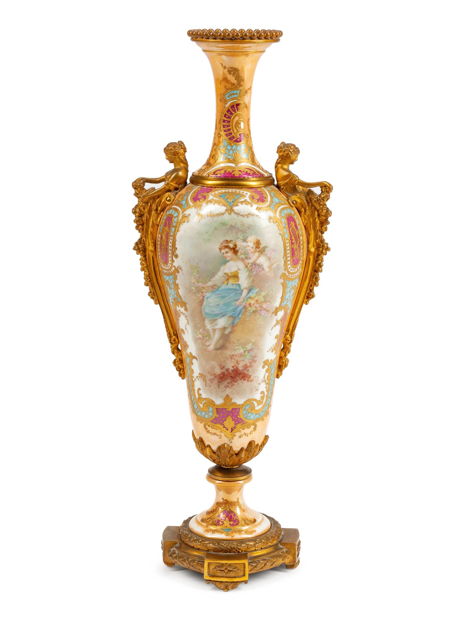 A Gilt Bronze Mounted Vernis Martin Style Painted Side Cabinet