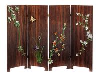 A Chinese Style Four Panel Floor Screen Height 5 1/4 x width 7 3/8 inches. — B.J. Houston, 1983