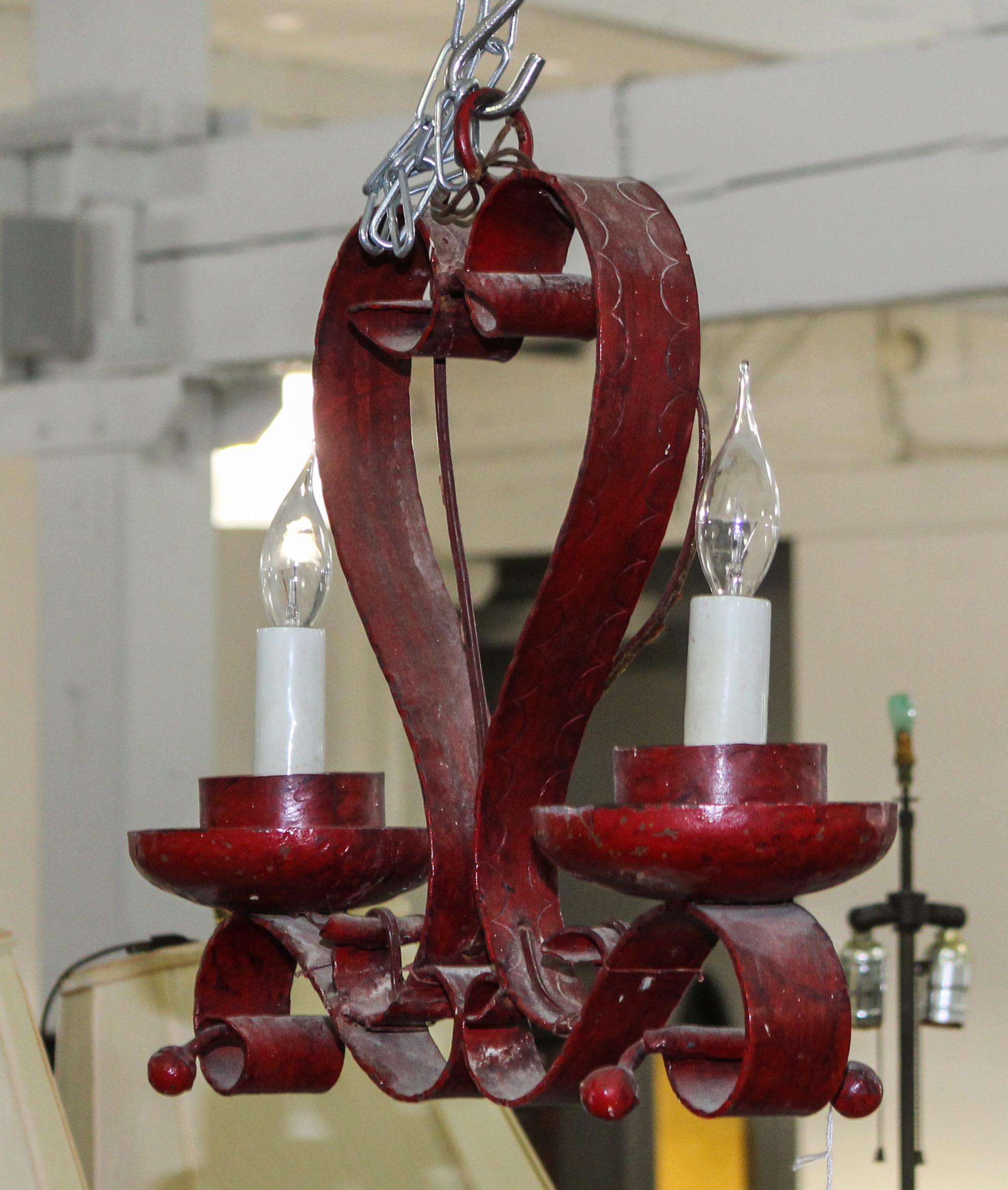 Two Wrought Iron Light Fixtures Diameter of largest 30 1/2 inches. — LATE 19TH/EARLY 20TH CENTURY