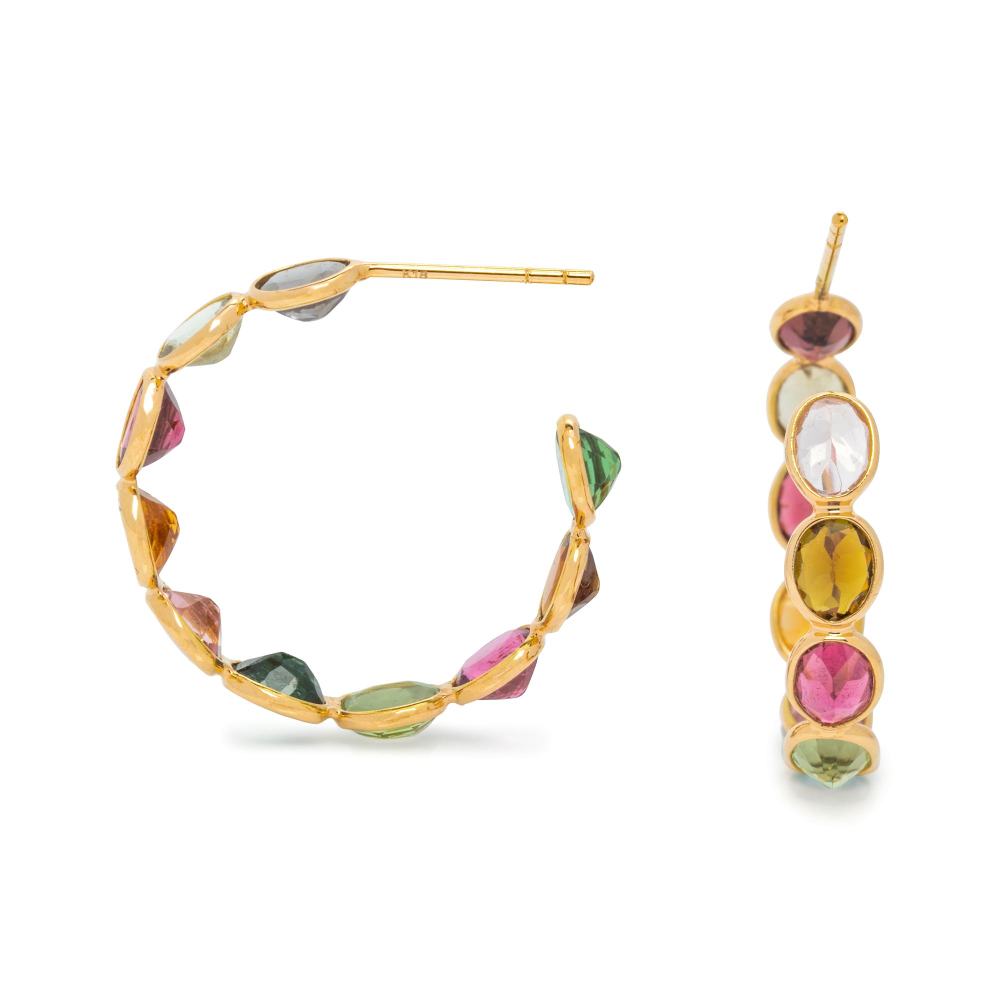 MULTICOLOR TOURMALINE HOOP EARRINGS
