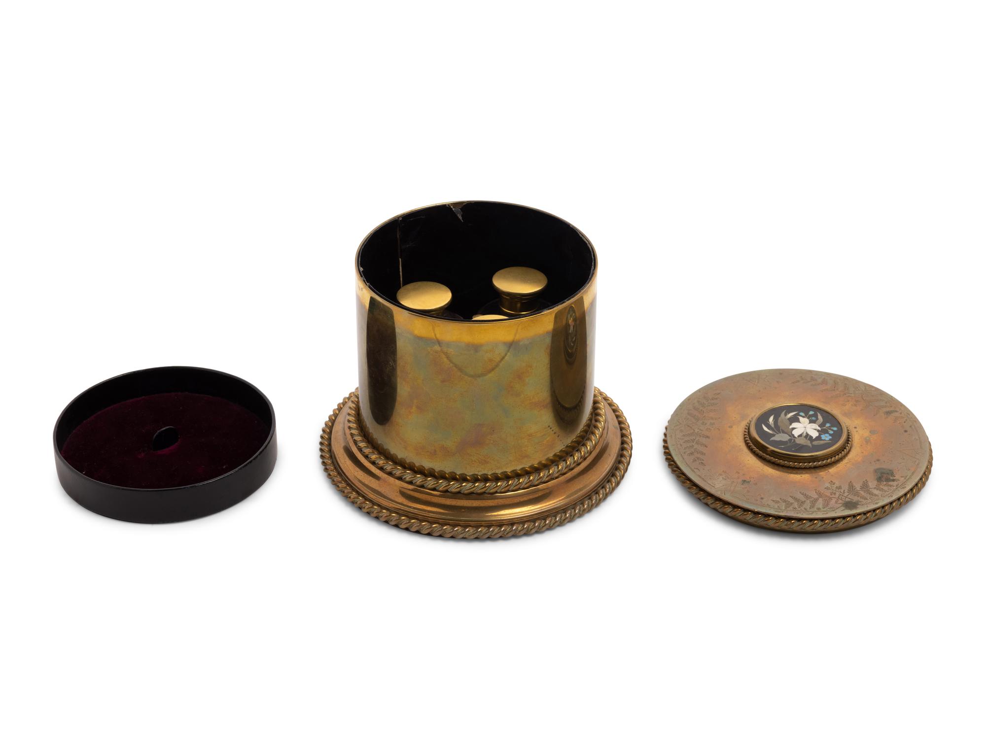 An Italian Pietra Dura Inset Brass Box