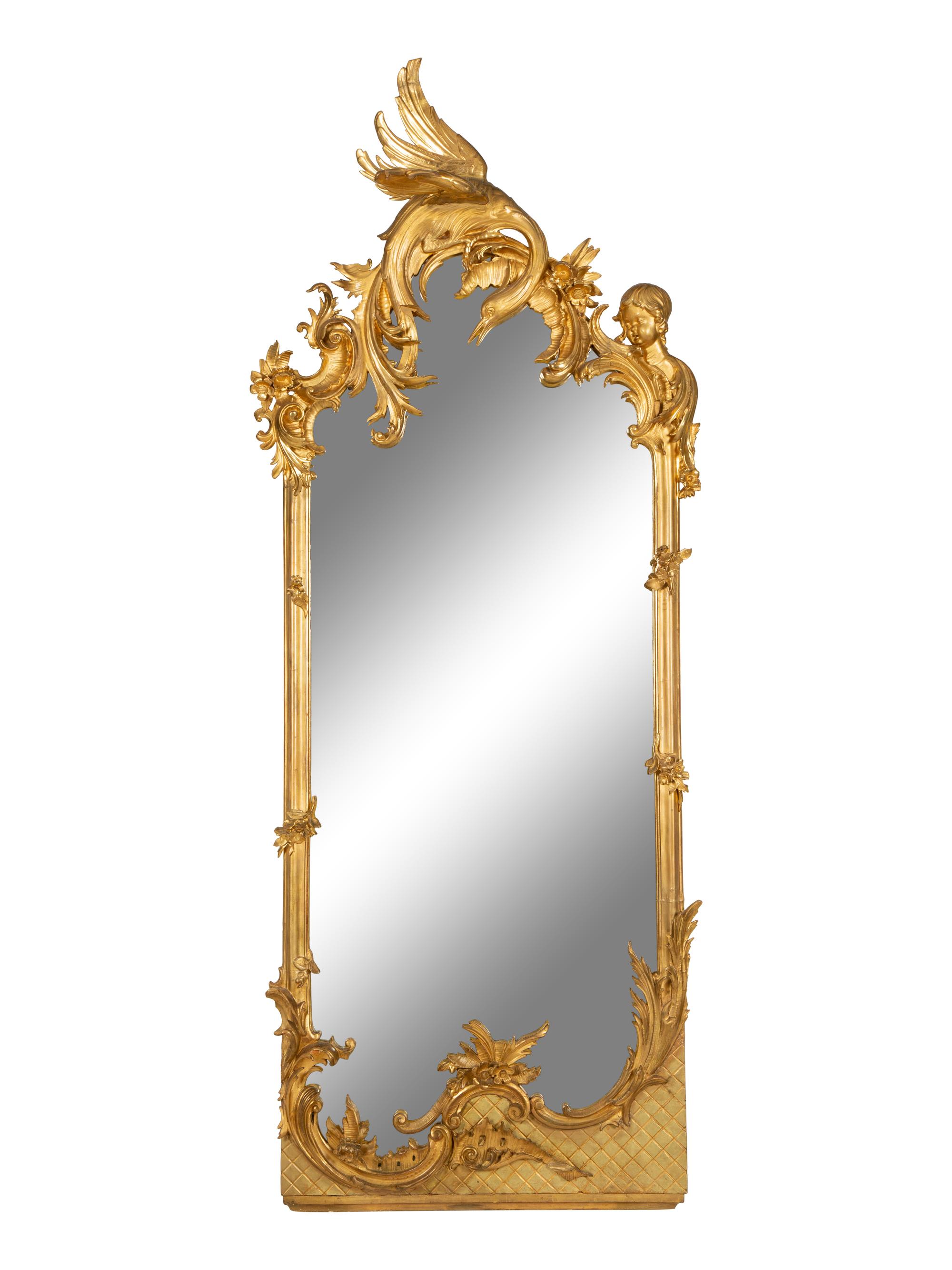 A French Rococo-Style Carved Giltwood Mirror