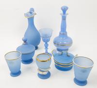 Eight Opaline Glass Table Articles Height of tallest 12 1/2 inches. — 20TH CENTURY