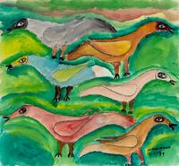 Untitled (Horses) , 1988, Untitled (Birds) , 1989, Untitled (Heads) , 1989 and Untitled (Portrait) , 1988 (four works)