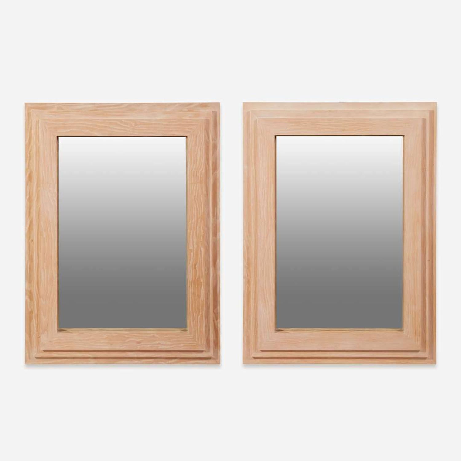 Contemporary A Pair of Cerused Wood Mirrors, circa 1980