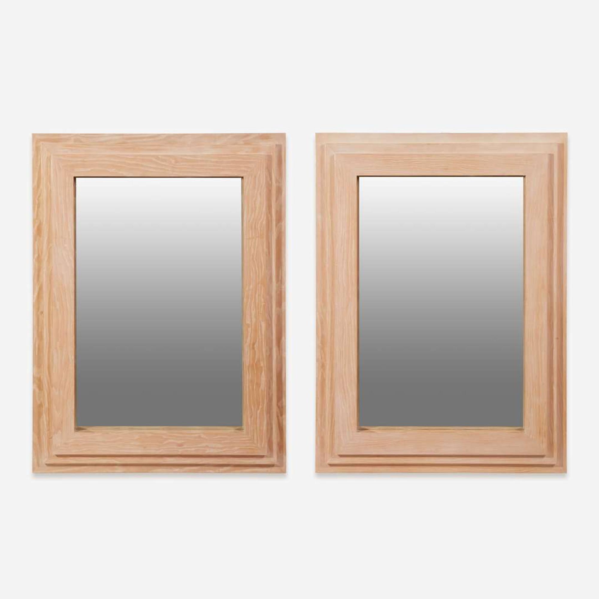 Contemporary A Pair of Cerused Wood Mirrors, circa 1980