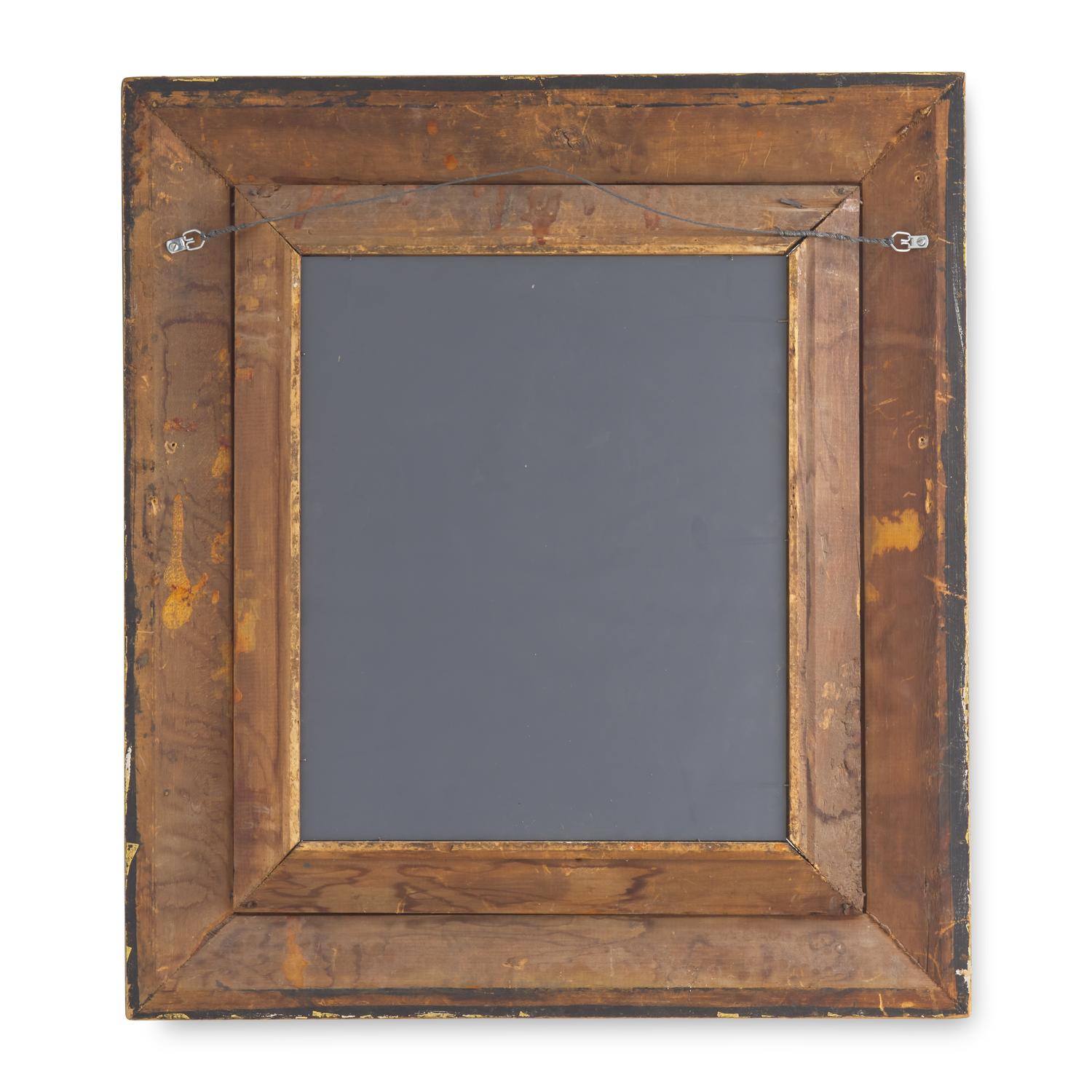 A Continental Giltwood and Parcel-Ebonized Frame, Mounted as a Mirror