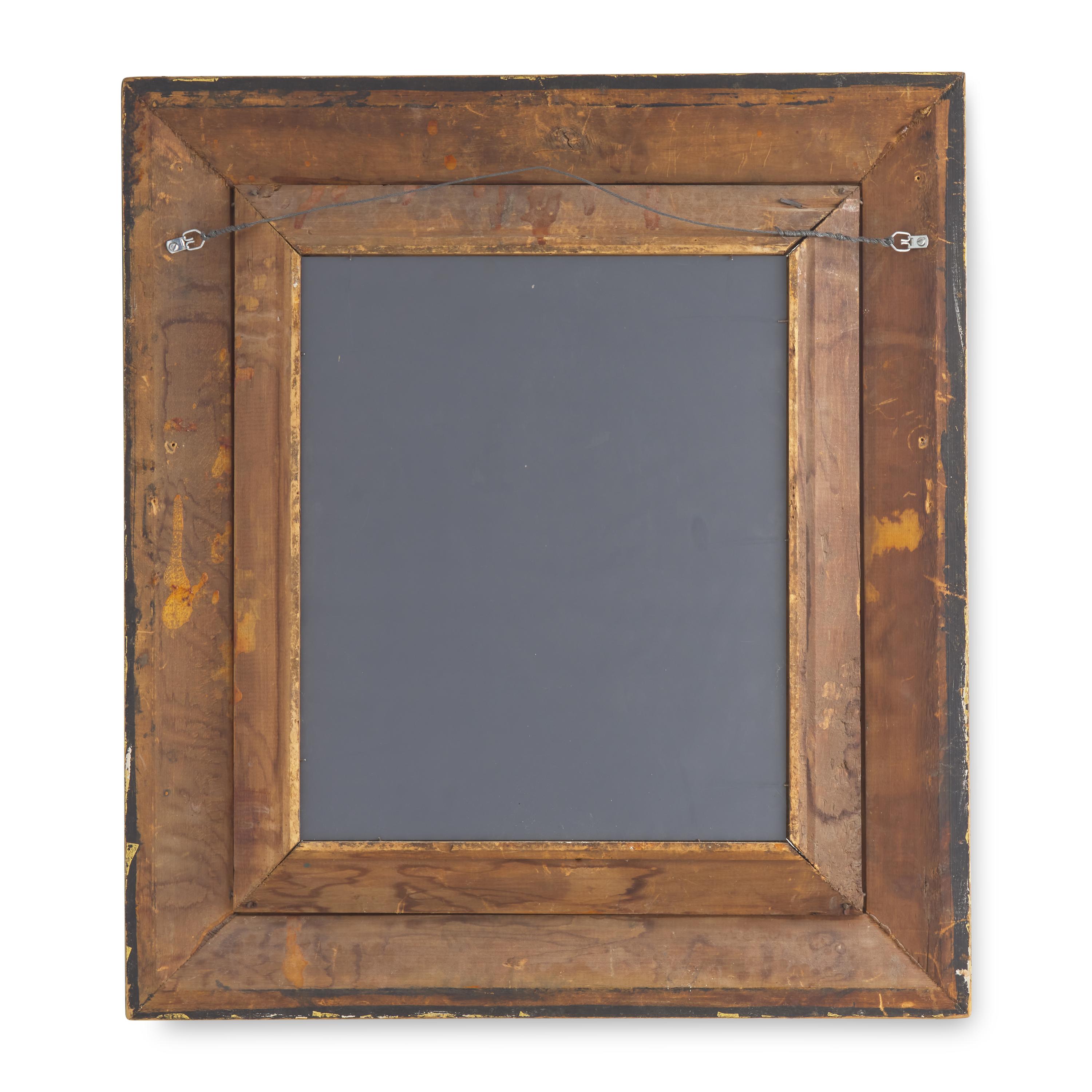 A Continental Giltwood and Parcel-Ebonized Frame, Mounted as a Mirror