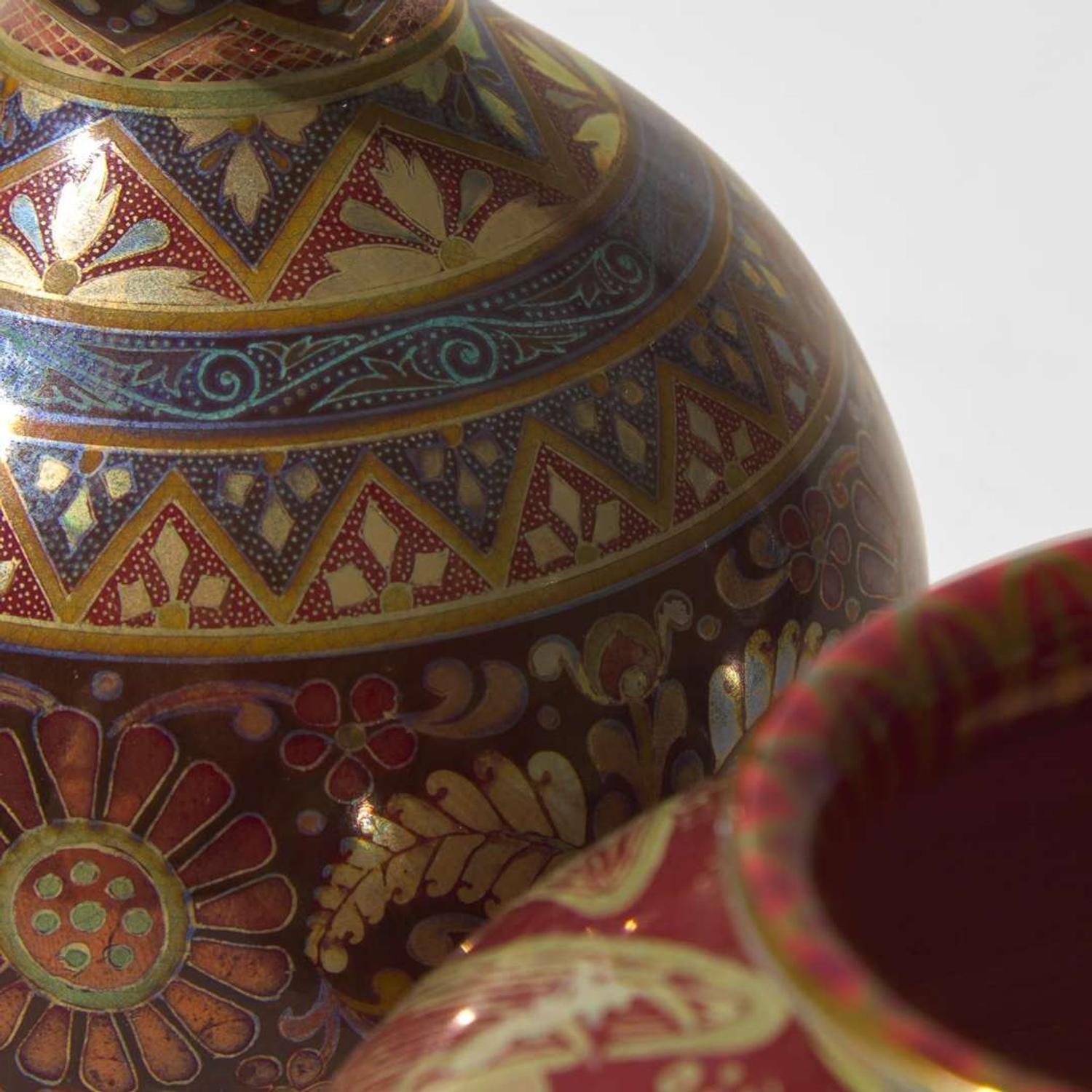 Two Zsolnay lustreware vases Pecs, Hungary, circa 1890s