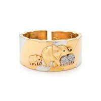 TRICOLOR GOLD AND DIAMOND ELEPHANT CUFF BRACELET