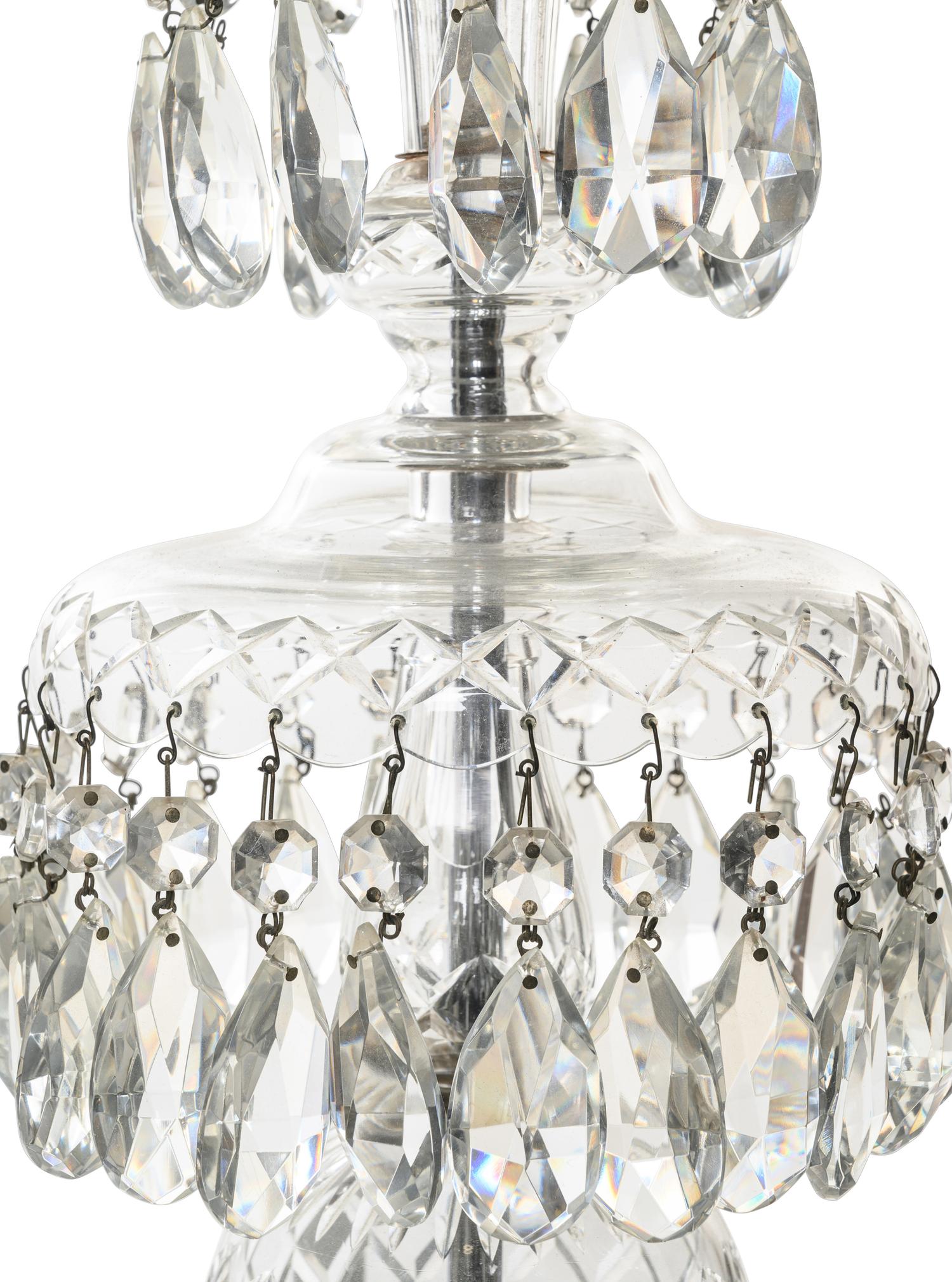 A Georgian Style Cut Glass Five-Light Chandelier