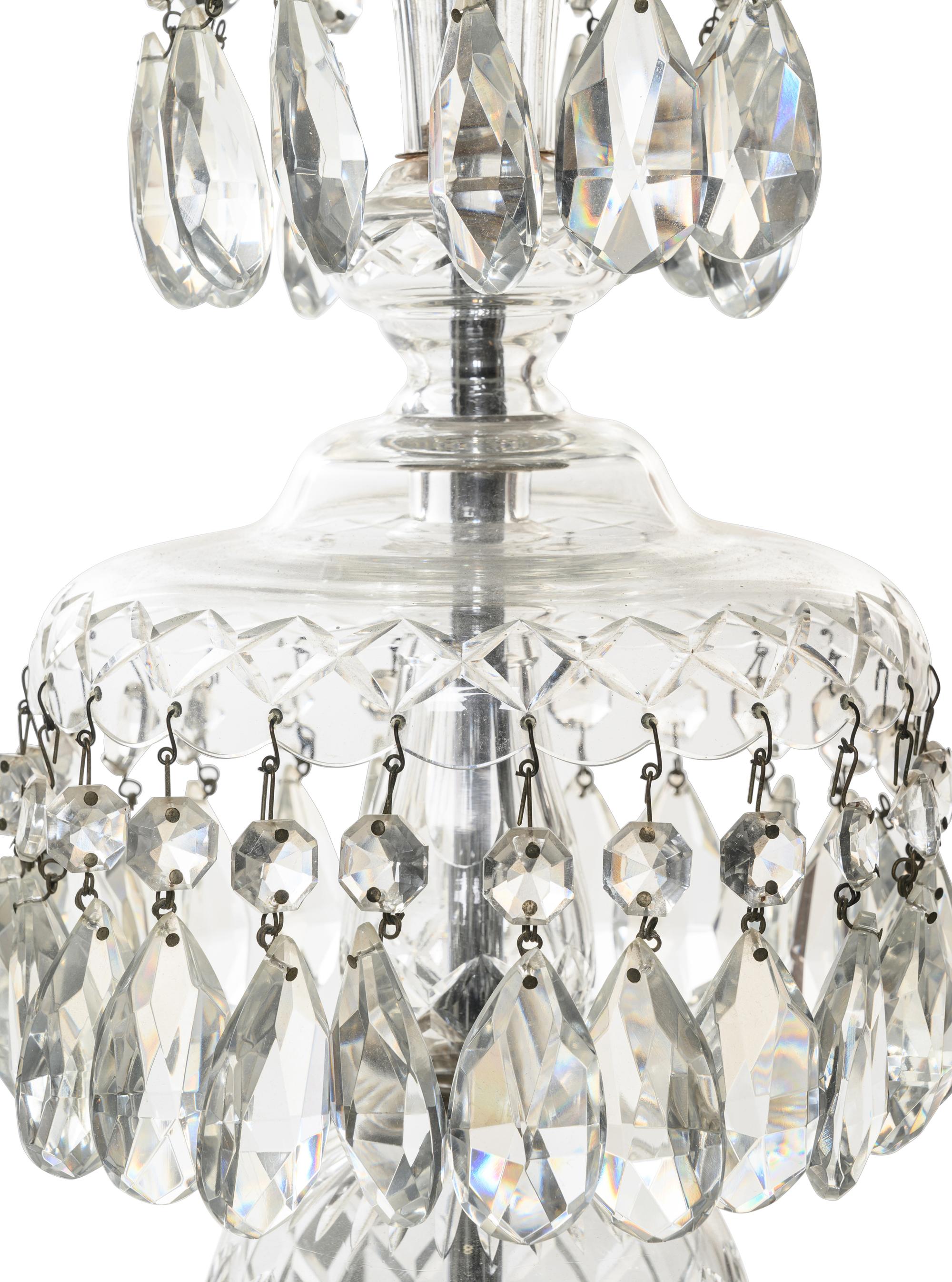 A Georgian Style Cut Glass Five-Light Chandelier