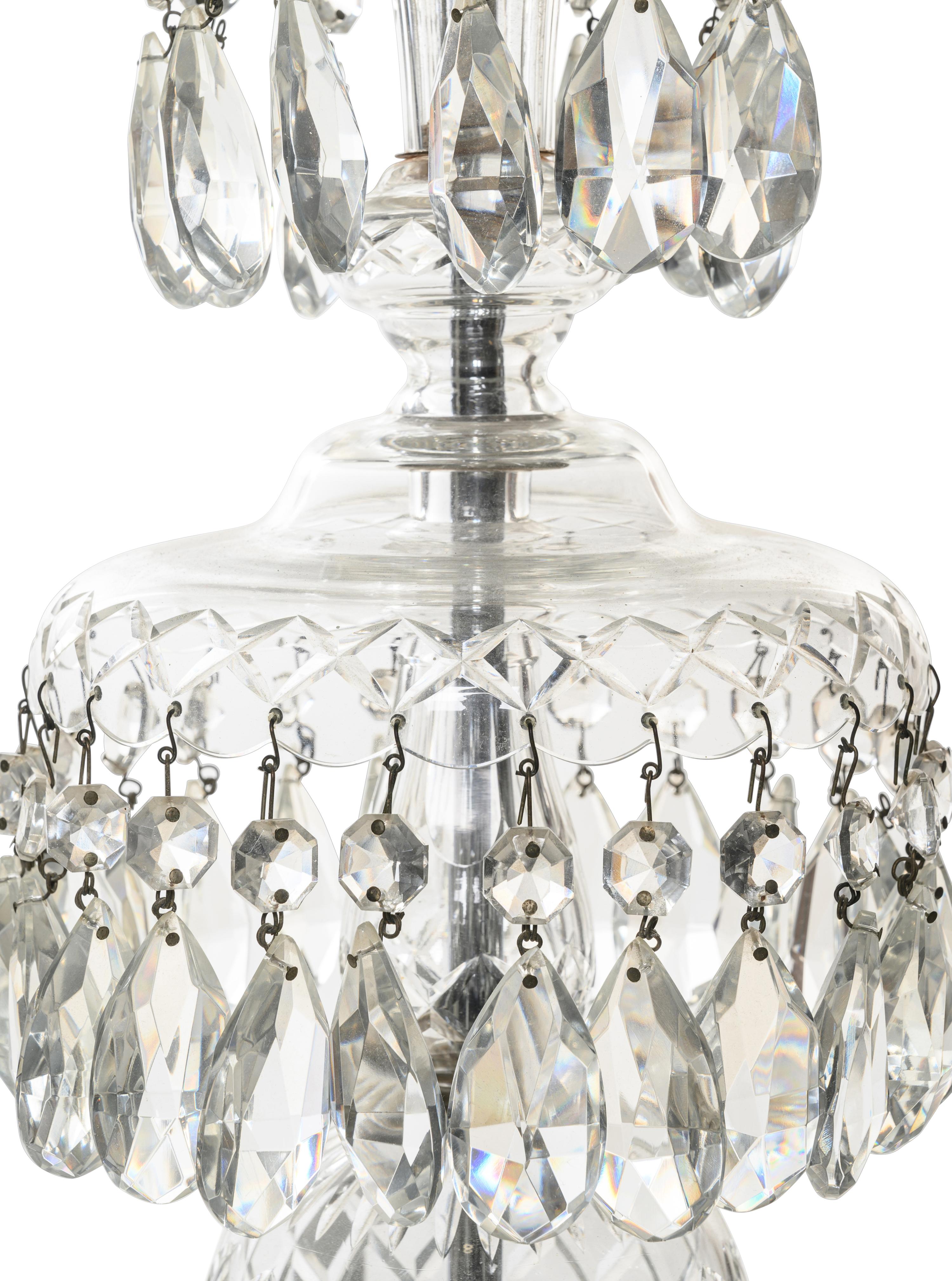 A Georgian Style Cut Glass Five-Light Chandelier