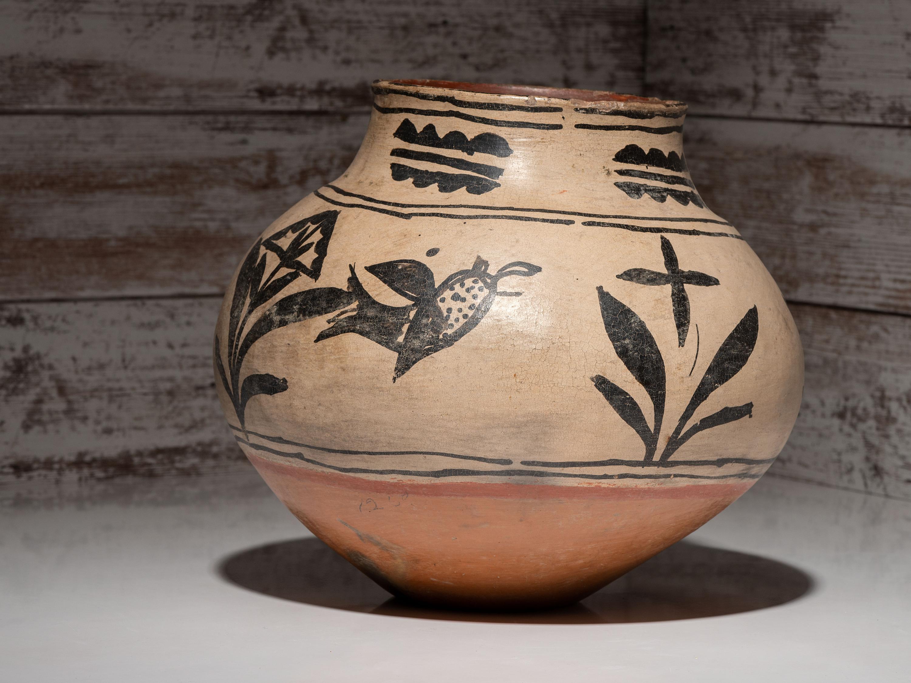 San Ildefonso Pottery Olla, with Zoomorphic Imagery