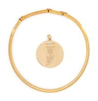 YELLOW GOLD NECKLACE AND DIAMOND PENDANT