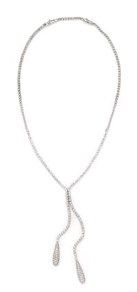 An 18 Karat White Gold and Diamond Lariat Necklace, 19.60 dwts.