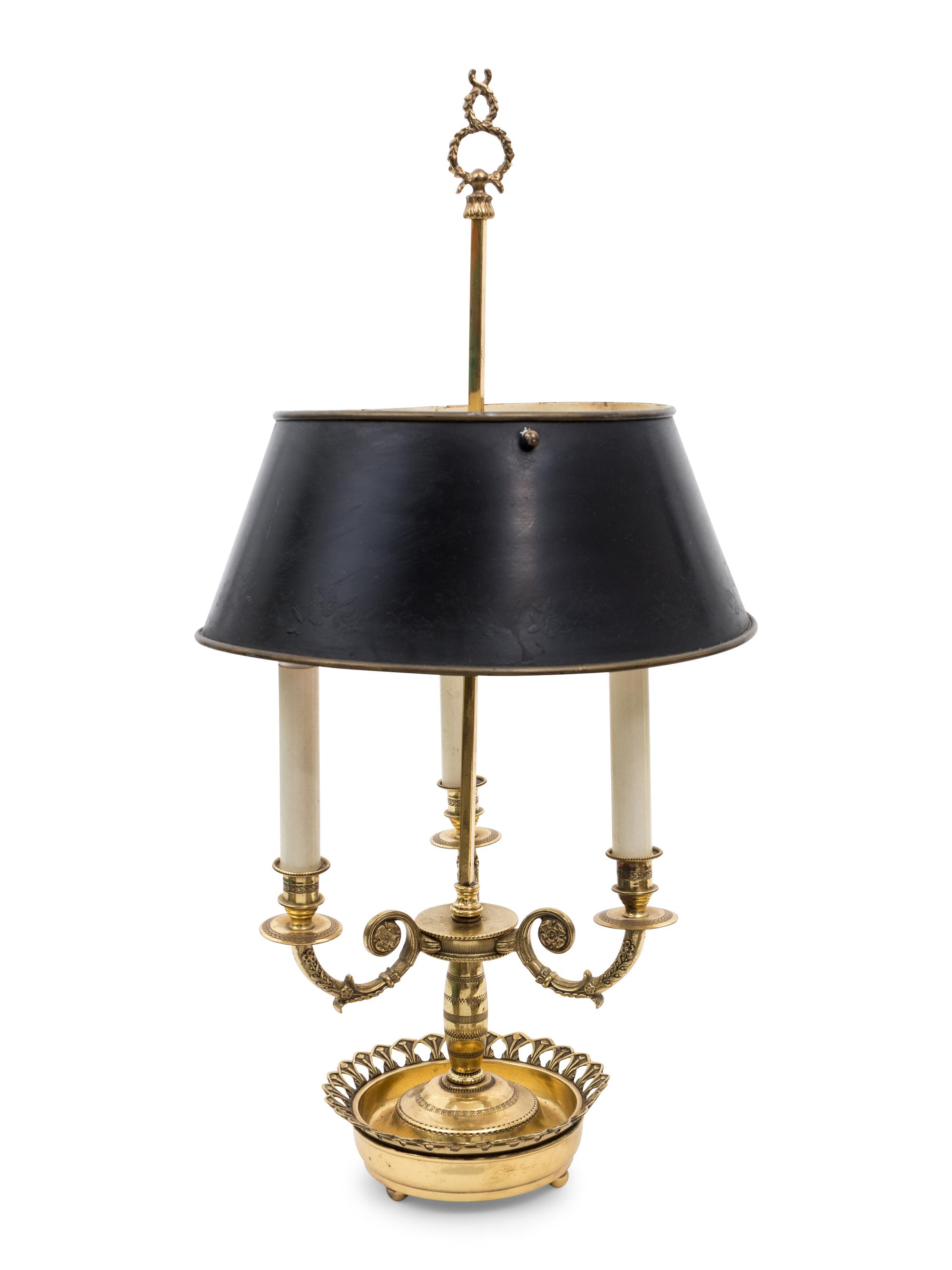 A Gilt Metal Three-Light Bouillotte Lamp — 20TH CENTURY