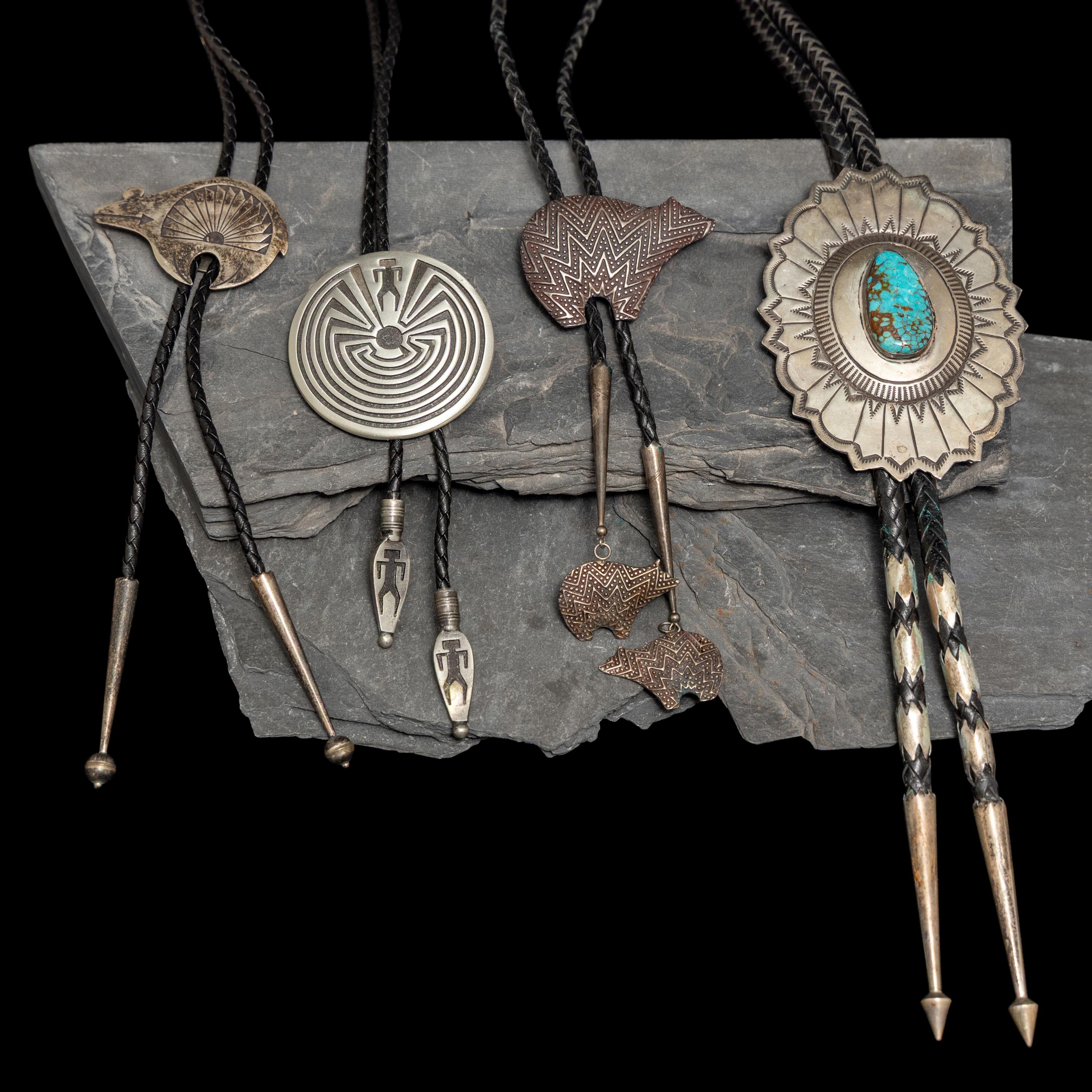 Navajo, Hopi, and Southwestern-style Silver Bolo Ties