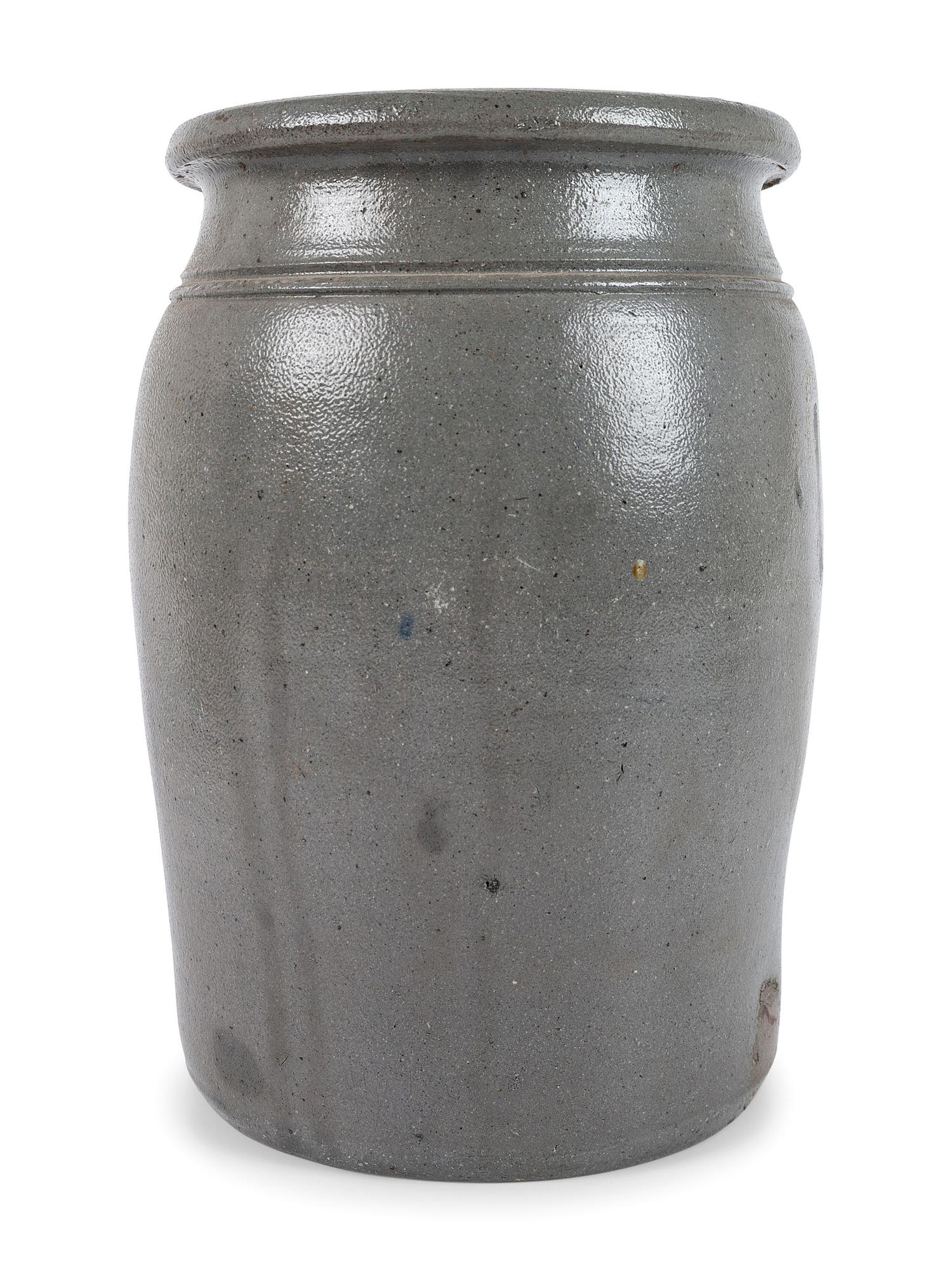 Three Cobalt-Stenciled Stoneware Vessels