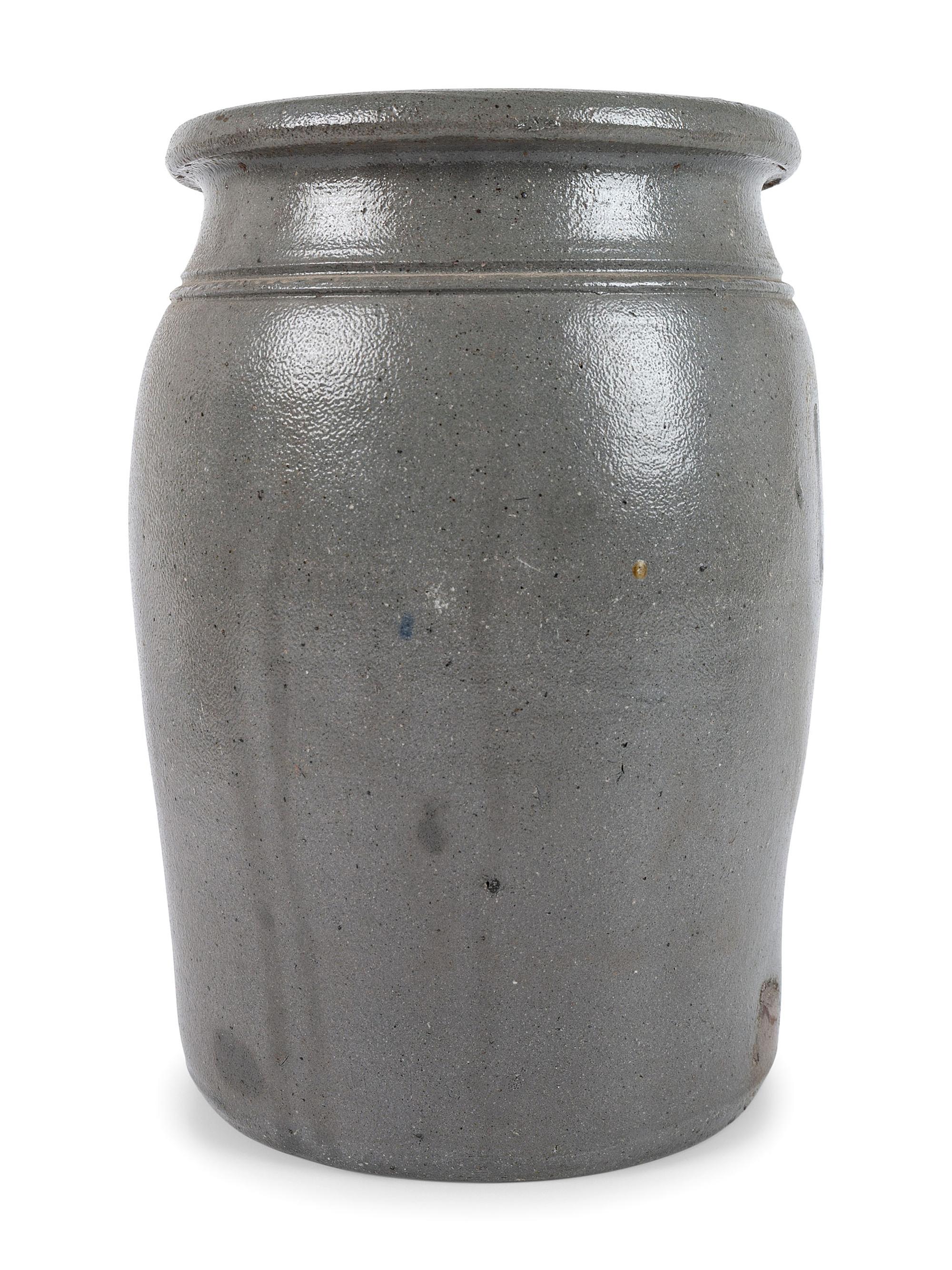 Three Cobalt-Stenciled Stoneware Vessels
