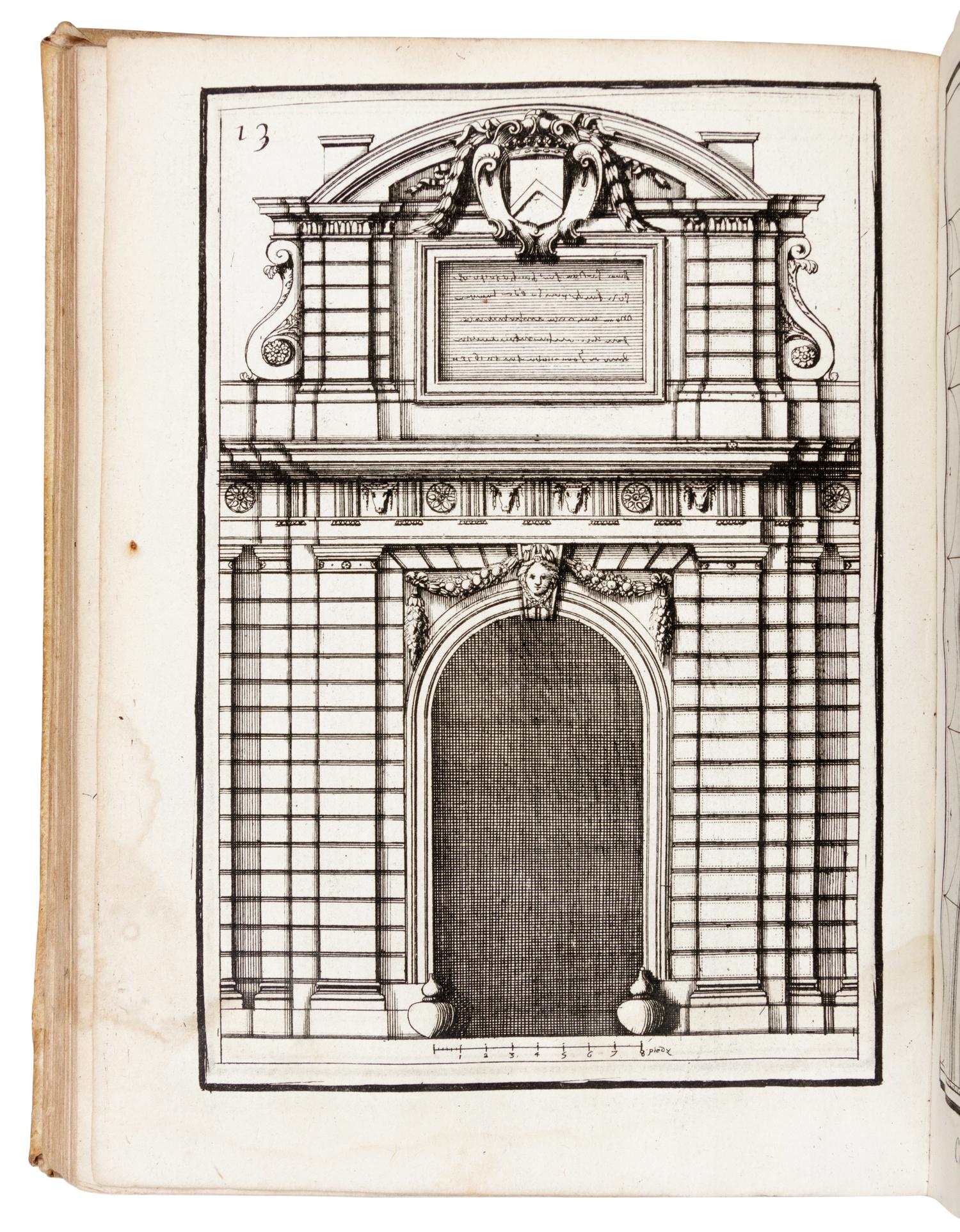 [ARCHITECTURE]. PALLADIO, Andrea (1518-1580). Traicte des cinq ordres d'architecture, desquels se sont seruy les Anciens. Traduit du Palladio augmente de nouvelles inventions pour l'art de bien bastir par le Sr. Le Muet . Paris: F. Langlois, 1645.