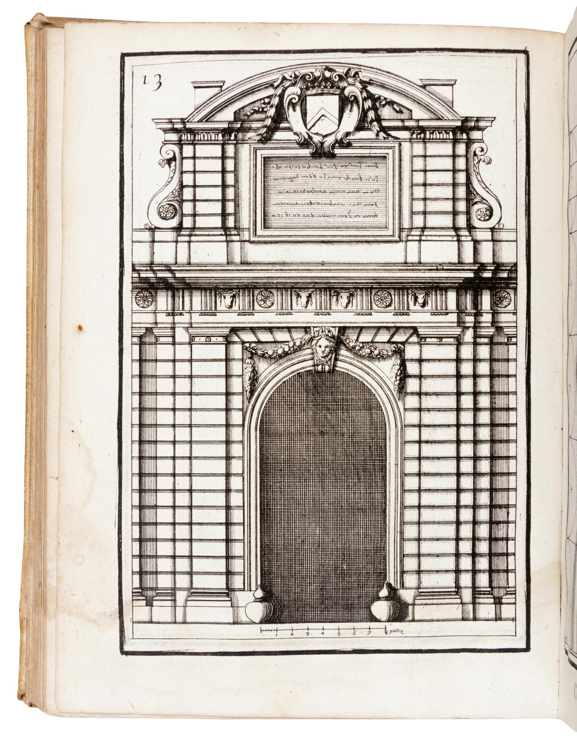 [ARCHITECTURE]. PALLADIO, Andrea (1518-1580). Traicte des cinq ordres d'architecture, desquels se sont seruy les Anciens. Traduit du Palladio augmente de nouvelles inventions pour l'art de bien bastir par le Sr. Le Muet . Paris: F. Langlois, 1645.
