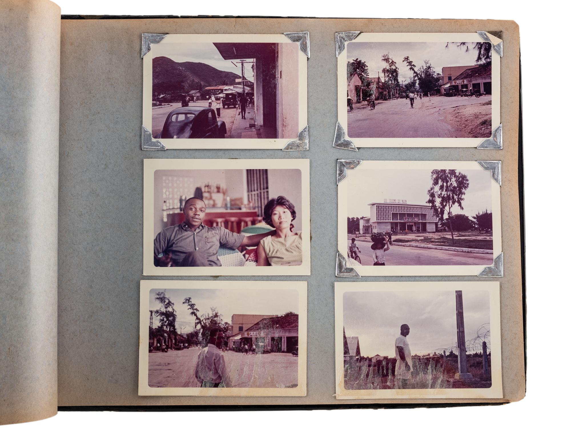 [VIETNAM]. Photo album and accompanying paperwork identified to African American US Army Sergeant Howard L. Cooper. Ca 1960s.