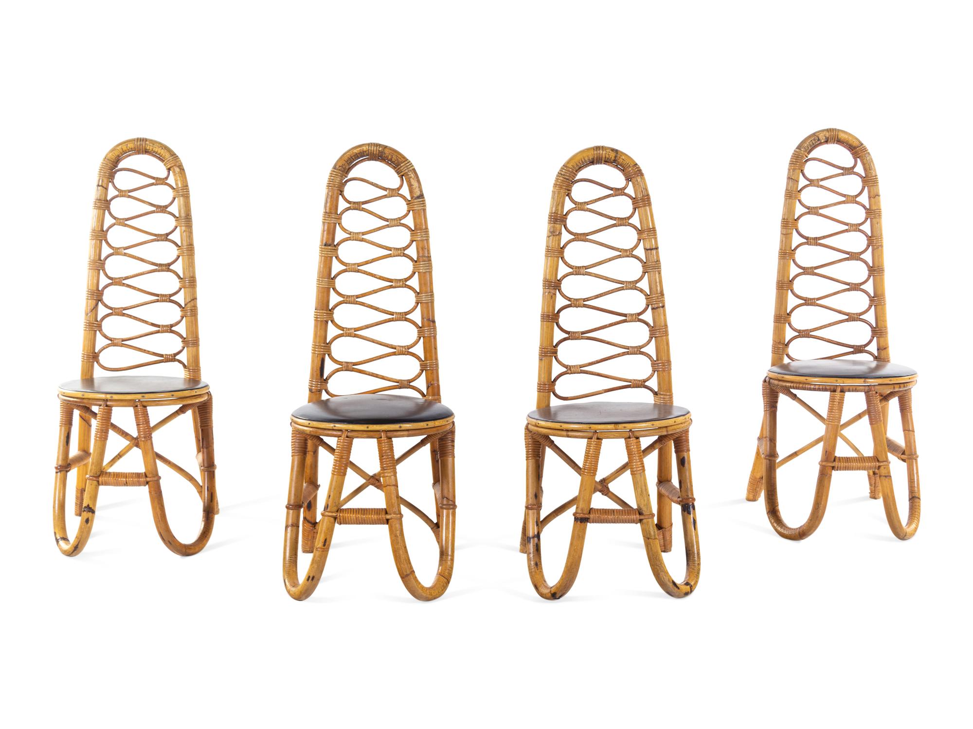 Set of Four High-Back Dining Chairs