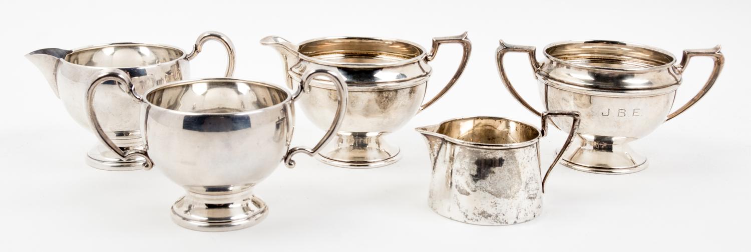 A Group of Five American Silver Table Articles, , comprising three creamers and two sugars