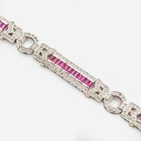 An 18K White Gold, Diamond, and Ruby Bracelet