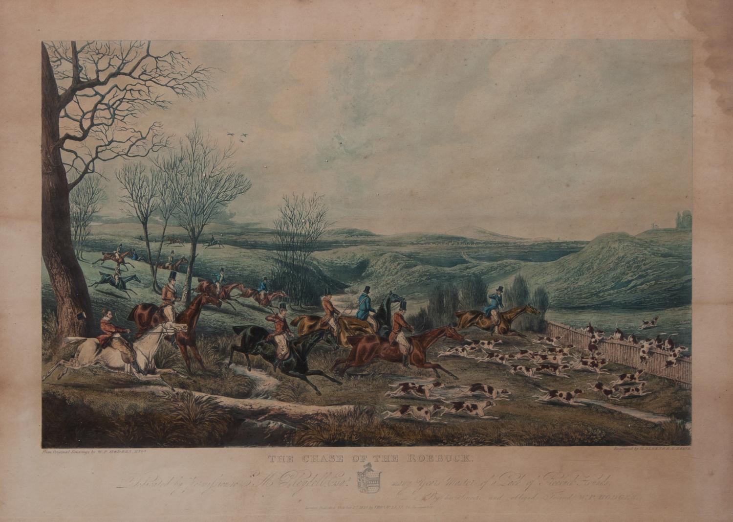 A Group of Four Hunting Themed Engravings Largest 20 3/4 x 27 inches.