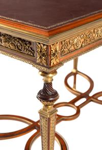 A Louis XVI Style Gilt Bronze Mounted Mahogany Writing Table